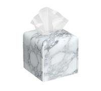 Black Textured Marble Print Tissue Box Cover, Leather Tissue Holder Decorative Tissue Box Holder For Kitchen, Bathroom