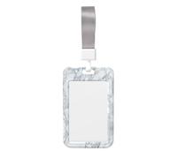 Black Textured Marble Printed Card Badge Holder with Neck Strap, Vertical Cards Holder Anti-Scratch and Easy-Scan, for Office