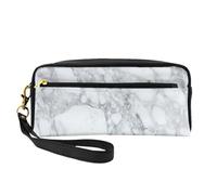Black Textured Marble Small Cosmetic Bag,Portable Cute Travel Makeup Bag for Women Makeup Brush Organizer Pouch