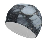 Black Textured Marble Swim Cap for Adult, Elastic Fabric Swimming Cap, Comfortable Bathing Cap for Long & Short Hair