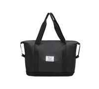 (Black (the bottom 2 layer expansion+dry and wet separation)) Travel Bag Large -Capacity Dual Expansion Hand -In Sports Fitness Bag Student Luggage Storage Bag Dry Wet Separation Separation Separation