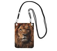 Black The Lion's Gaze Print Small Crossbody Cell Phone Bag, Cute Carry A Mobile Purse Diagonally, for Shopping, Walking