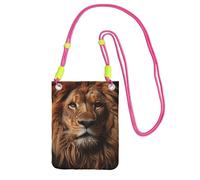 Black The Lion's Gaze Print Small Crossbody Cell Phone Bag, Cute Carry A Mobile Purse Diagonally, for Shopping, Walking, Fuchusia, One Size