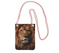 Black The Lion's Gaze Print Small Crossbody Cell Phone Bag, Cute Carry A Mobile Purse Diagonally, for Shopping, Walking, Pink, One Size