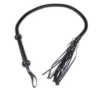 black The Tress-Master Long Black Flogger Whip - 55 Inch