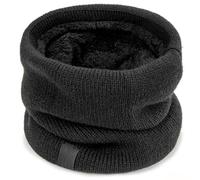 Black Thermal Fleece Snood Neck Warmer - Soft Thick Knitted Gaiter Scarf for Boys, Girls & Adults, Warm Windproof Winter Neck Tube for Cycling, Running, Skiing, Hiking & Outdoor Sports