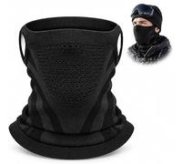 Black Thermal Multifunctional Neck Gaiter Face Cover Bandana for Men | 42×22cm Windproof Full Face Cover, Winter Neck Warmer, Face Mask for Ski, Cycling, Hiking and Running Outdoor Sports