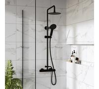 Black Thermostatic Bar Mixer Shower Set with Slide Rail Kit & Hand Shower - Arissa