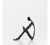 Black Thinker Abstract Reading Statue Figurines Metal Modern Style Collectible 6.3" Meditation Art Accent Ornament(Reader)