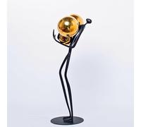 Black Thinker Abstract Reading Statue Figurines Metal Modern Style Collectible 6.3" Meditation Art Accent Ornament(Human-Sphere)