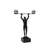 Black Thinker Abstract Reading Statue Figurines Metal Modern Style Collectible 6.3" Meditation Art Accent Ornament(Weightlifter)