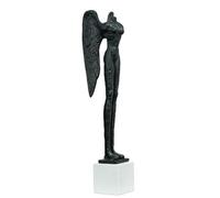 Black Thinker Abstract Reading Statue Figurines Metal Modern Style Collectible 6.3" Meditation Art Accent Ornament(Angel)