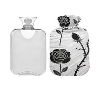 Black Thorn Rose hot Water Bottle with Soft Cover 2L Warmer Bag for Hot and Cold Therapies Pain Relief Bolsa Caliente para Dolores Menstrual