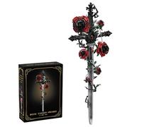 Black Thorn Rose Sword Building Blocks Set - 1150pcs Gothic Flowers Sword Bricks Kit, Home Office Decor, Collection Dark Floral Model for Adults, STEM Toy, Creative Gift for Men, Women
