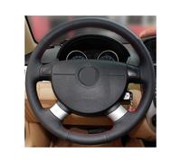 (Black Thread) Black Artific Leather Steering Wheel Cover for the chevrolet aveo LOVA