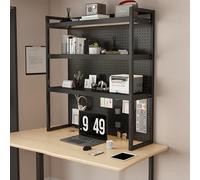 Black Three Layer Desk Bookshelf 51in Office Storage nizer Stylish Dormitory Shelving Unit Game Table Display Rack Perfect for Home & Office Use
