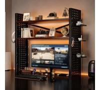 Black Three-Tier Lift Desk Bookcase - Versatile Bookshelf & Desk Hutch for Dorms Home Offices Living Rooms Bedrooms Kitchens & Studies (80cm/31in)