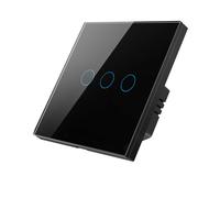 (Black Three way) Tuya ZigBee Smart Light Switch Wall Touch Switch 1/2/3 Gang Remote Control