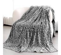 Black Throw Blanket for Couch - Soft Fleece Leopard Blanket Cozy Warm Black Fuzzy Blankets for Men Women Bed