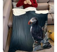Black Throw Blanket for Kids 70 x 100 cm Animal Puffin Soft Flannel Fleece Lightweight Cozy Warm Sofa Bed Couch Decorative Blanket
