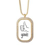 Black Thumb Personalized Gesture Necklace Pendant Diamond Crystal Golden Jewelry