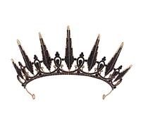Black Tiara, Vofler Gothic Crown - Baroque Crystal Headpiece Hair Accessories for Evil Queen Bride Women Girls Princess Wedding Birthday Quinceanera Pageant Prom Homecoming Halloween Costume Party