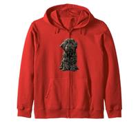 Black Tibetan Terrier Dog Illustration Zip Hoodie