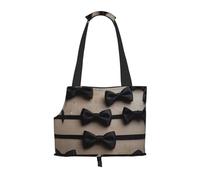 Black tie Knot Bow Cute Printed pet Shoulder Bag - Foldable Design, Small cat and Dog Travel Bag
