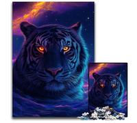 Black Tiger Eyes Gleaming Against Puzzles 1000 Pieces for Adults Jigsaw Puzzles for Adults Family Activity, DIY Home Decor, 50x75CM/19.68x29.52inch
