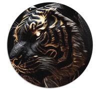 Black Tiger Gold Livery 1000 Piece Jigsaw Puzzle Round Jigsaw Puzzle 1000 Pieces Educational Toy for Teenagers, Home Office Decor 67.5x67.5cm