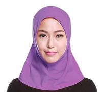 BLACK TIGERS hijaab Kids Girls Childrens Kids Islamic Hijab School Stretchy Lycra (Purple Shiny)