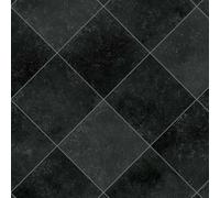 Black Tile Effect Anti-Slip Vinyl Flooring For LivingRoom, Hallways, Kitchen, 2.0mm Thick Cushion Backed Vinyl Sheet, Waterproof Lino Flooring-2m(6'6") X 2m(6'6")-4m²