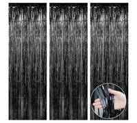 Black Tinsel Curtains,Halloween Decorations,Birthday New Year Graduation Decorations,Party Decorations,Foil Curtain,Birthday Background,Men Birthday Decorations Party Supplies for Boys