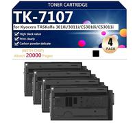 Black TK-7107 Hight Capacity Toner Cartridges Replacement for Kyocera TASKalfa 3010i 3011i CS3010i CS3011i Printer, High-Definition Printing, 20000 Pages,Black-4 pack