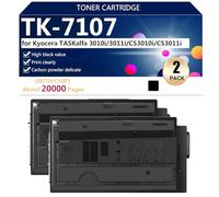 Black TK-7107 Hight Capacity Toner Cartridges Replacement for Kyocera TASKalfa 3010i 3011i CS3010i CS3011i Printer, High-Definition Printing, 20000 Pages,Black-2 pack