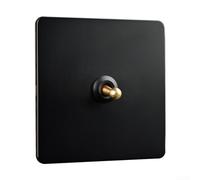 Black Toggle Wall Light Switch, Wall Toggle Switch Panel, Wall Switch With Brass Lever Size 86X86mm Resists Wear And Tear(1 Gang)