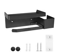 Black Toilet Roll Holder, Self Adhesive Toilet Paper Holder No Punching Required, Durable and Stylish Tissue Bathroom Holder, with Aromatherapy Storage Rack Suitable for Bathroom and Kitchen