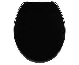 Black Toilet Seat with Soft Close Adjustable Hinge for Bathroom Lid Pans Blind Fix O-Shape
