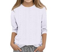 Black Top Long Sleeve Girls T Shirt Fashion Solid Color Round Neck Casual Comfortable S Shirt Girls 98, White, 9-10 Years