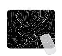 Black Topographic Map Mouse Pad Square Mousepad for Desk,Minimalist Gaming Mouse Mat with Non-Slip Base,Computer Laptop Mouse Pads for Wireless Mouse Home Office Decor Desk Accessories,10.2x8.3 in