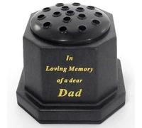 Black topped In loving memory of a dear Dad memorial pot/grave vase