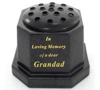 Black topped In loving memory of a dear Grandad memorial pot/grave vase