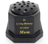 Black topped In loving memory of a dear Mum memorial pot/grave vase