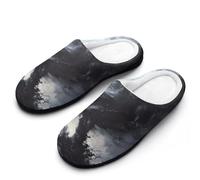 Black Tornado Flannel Slippers For Men Memory Foam Soft Warm Home Shoes Print 7-8(40-41)