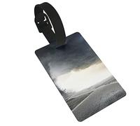 Black Tornado Funnel Gas and Thunder Rolling On The Road Fume Disaster 2 Pcs Luggage Tags, Privacy Cover ID Label Loop and Address Card for Travel Bag Suitcase