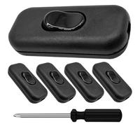 Black Torpedo Switch 4Packs 6A Black Inline Light Switch, Double Pole Switching, Accepts 2 or 3 Core Round or Flat Wire for Small Appliance, Desk Lamp, Light