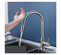Black Touch Sensor Kitchen Faucet Deck Mounted Cold & Hot Pull Out Sink Tap with el Sensor Battery Powered 2 Functs for Modern Kitchens