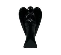 Black Tourmaline Crystal Angel - 2 Inch Hand-Carved Gemstone Figurine for Protection, Energy Healing & Meditation - Gift Box & Velvet Pouch Included - Spiritual Decor