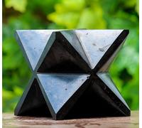 Black Tourmaline & Crystal Quartz Merkaba 55mm / 280gm - Handmade Pointed Sacred Geometry Star for Protection, Healing Chakra Balancing, Meditation, Reiki & Spiritual Energy Work