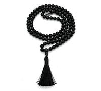 Black Tourmaline Mala Necklace, 8mm Beads, Birthstone for October, Libra & Scorpio Sun Sign, Root Chakra, 8 mm Black Tourmaline Mala Necklace, Gemstone, Tourmaline